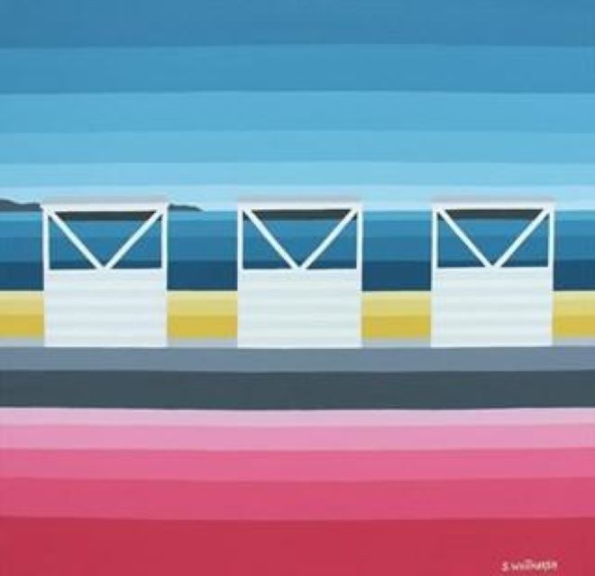 Three White Huts at Weymouth 40x40cm (Limited Edition Print)