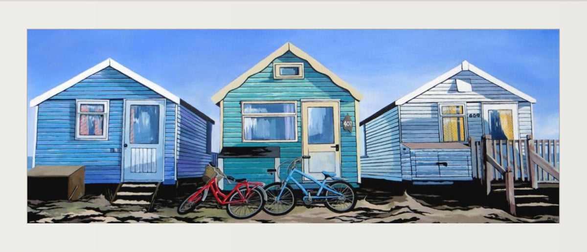 Beach Huts and Bicycles (Limited Edition Print)