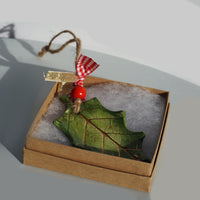 Ceramic Xmas Hanger - Holly Leaf