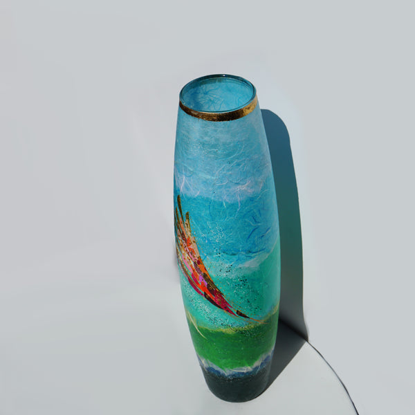 Tall Ellipse Vase - Pink and Gold