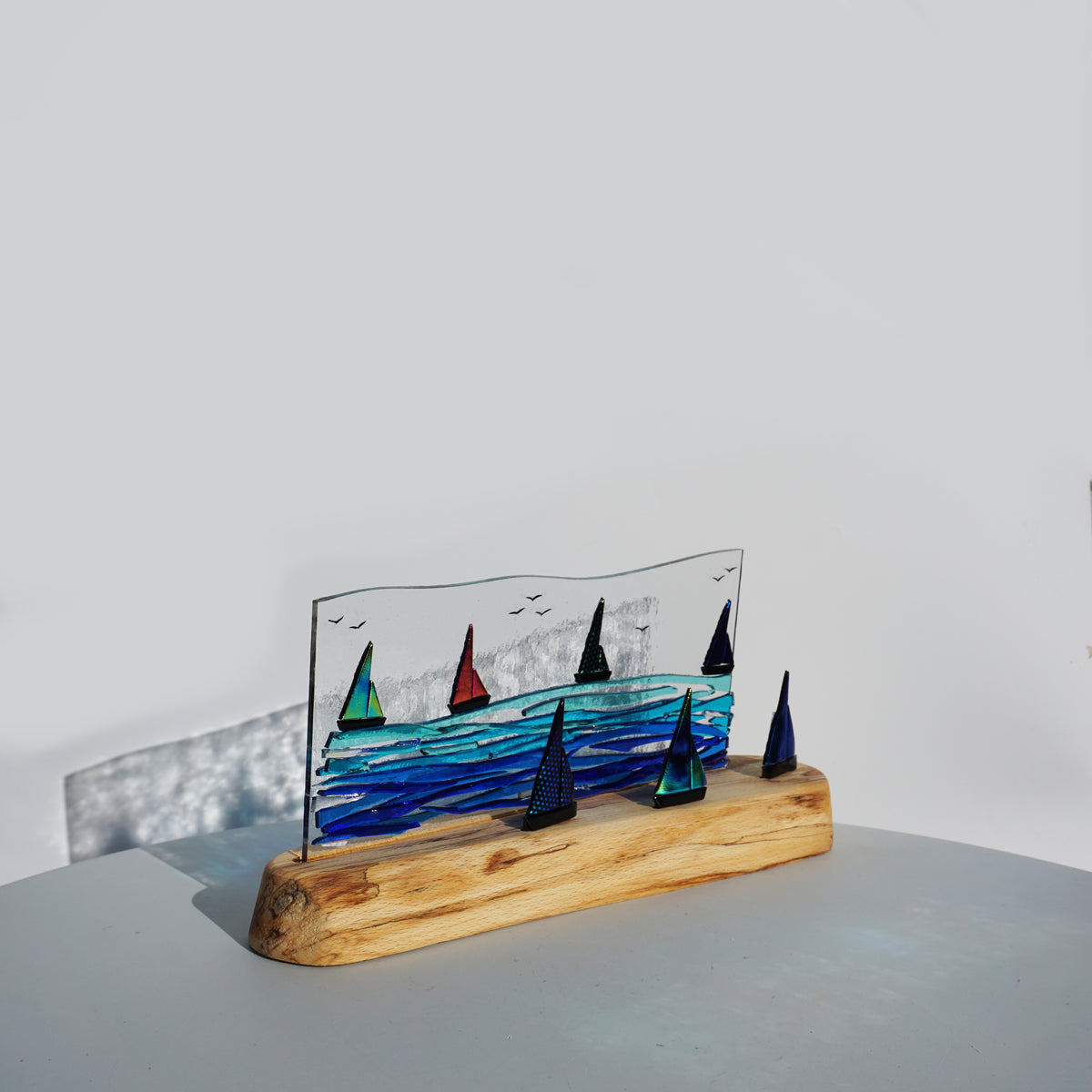 Black Diachronic Boat Panel with Freestanding Boats
