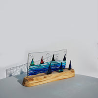 Black Diachronic Boat Panel with Freestanding Boats