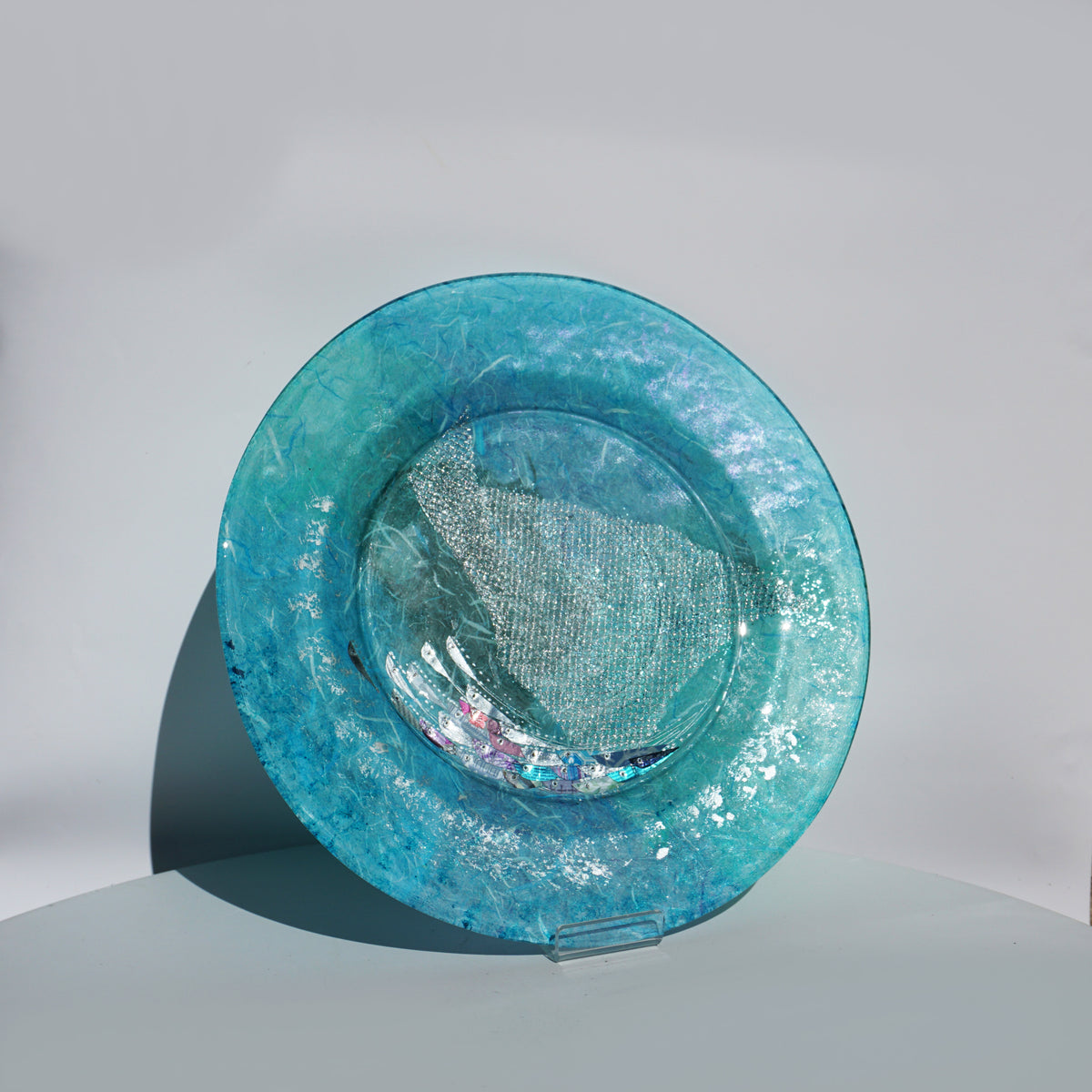 Large Plate - Blue & Silver