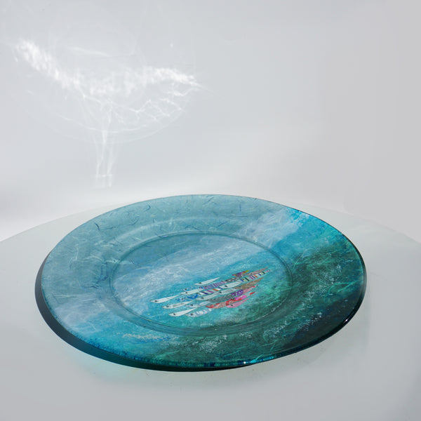 Large Plate - Green & Silver
