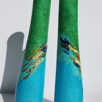 Medium Wonky Bottles- Blue and Green