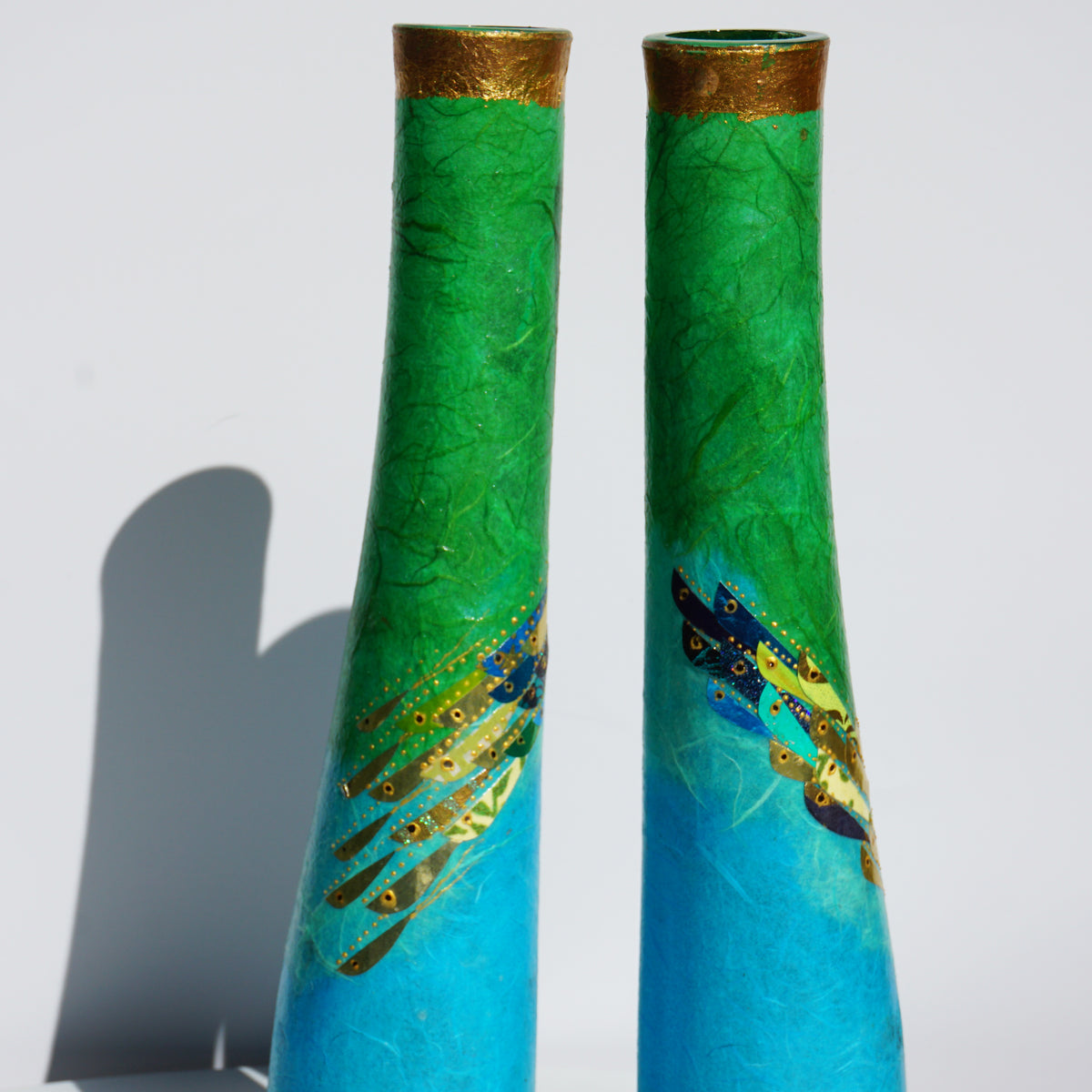 Medium Wonky Bottles- Blue and Green