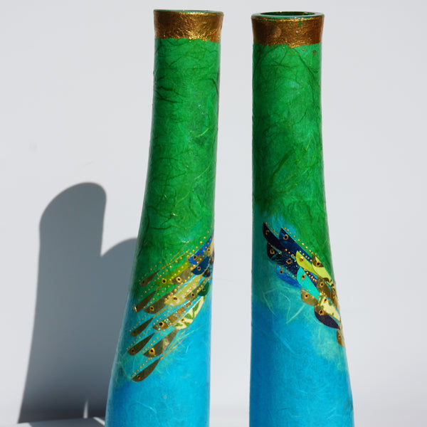 Medium Wonky Bottles- Blue and Green