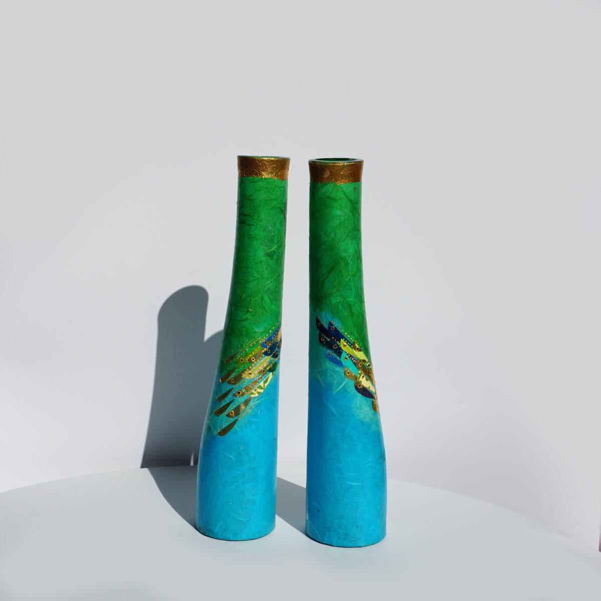 Medium Wonky Bottles- Blue and Green