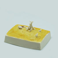 Buried Man on Beach with Dog