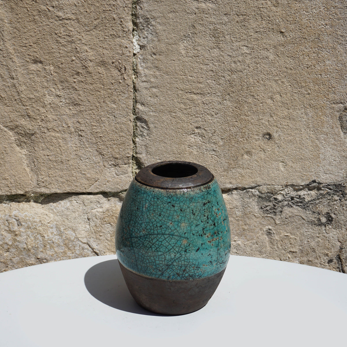Raku Oval Vase
