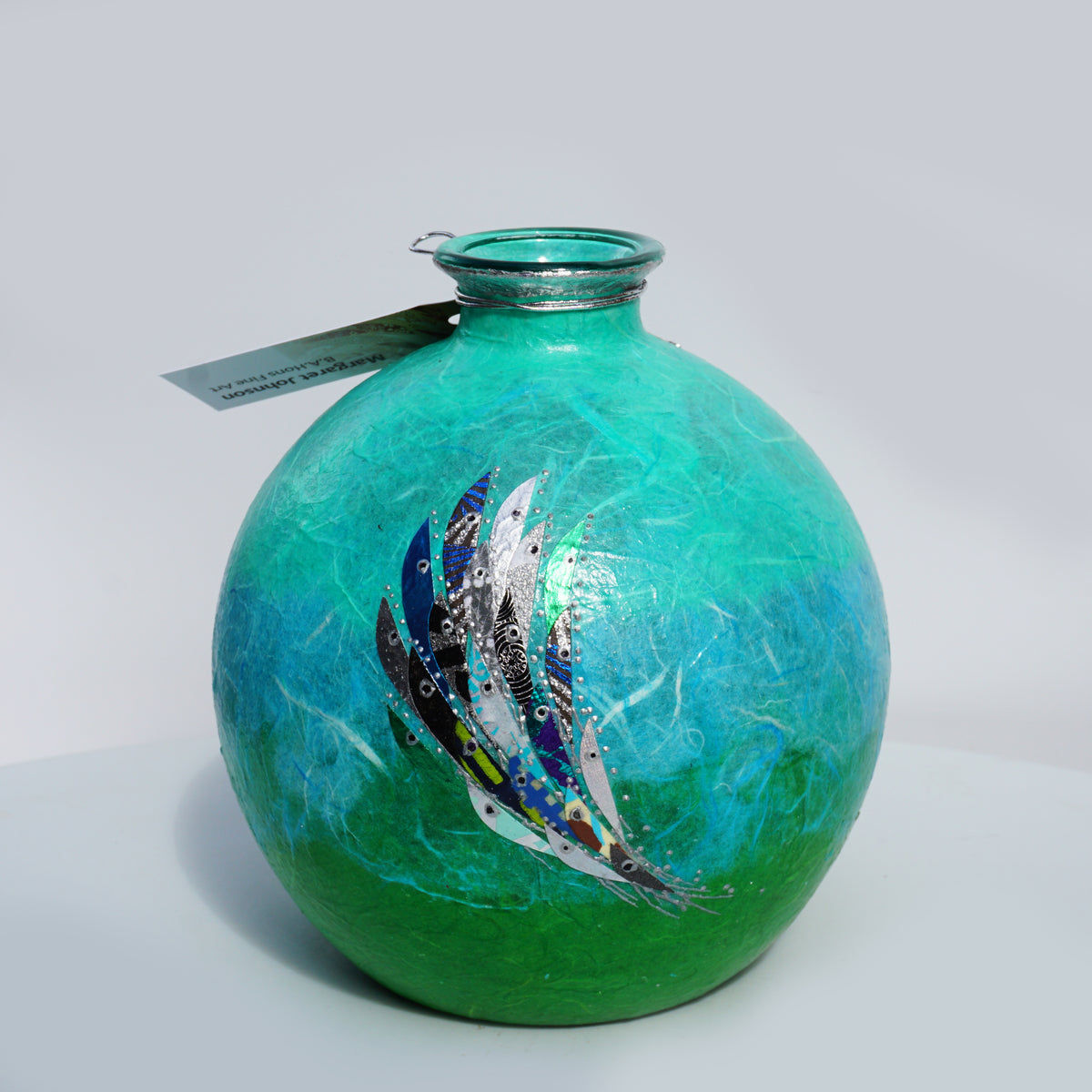 Orb Vase - Green & Silver