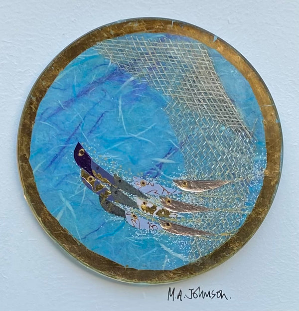Square Panel (Small) - Round with Fish (Blue)