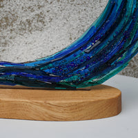 Large Wave on a Wood Base
