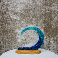Large Wave on a Wood Base