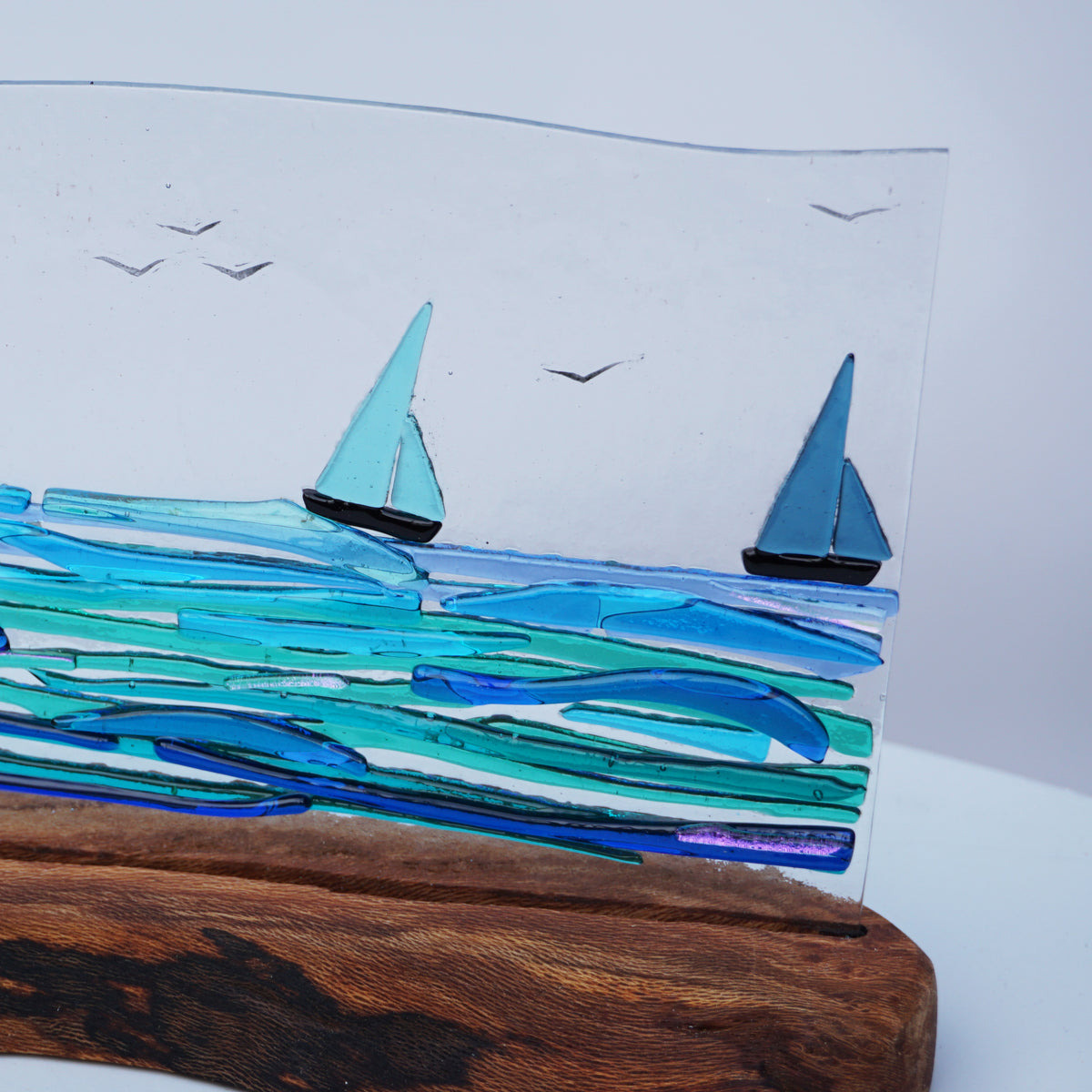 Single Oblong Panel with 4 Blue Boats