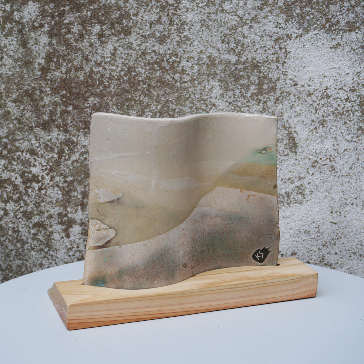 'Stepping Stones' Ceramic Wave on Wood