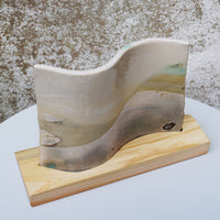 'Stepping Stones' Ceramic Wave on Wood