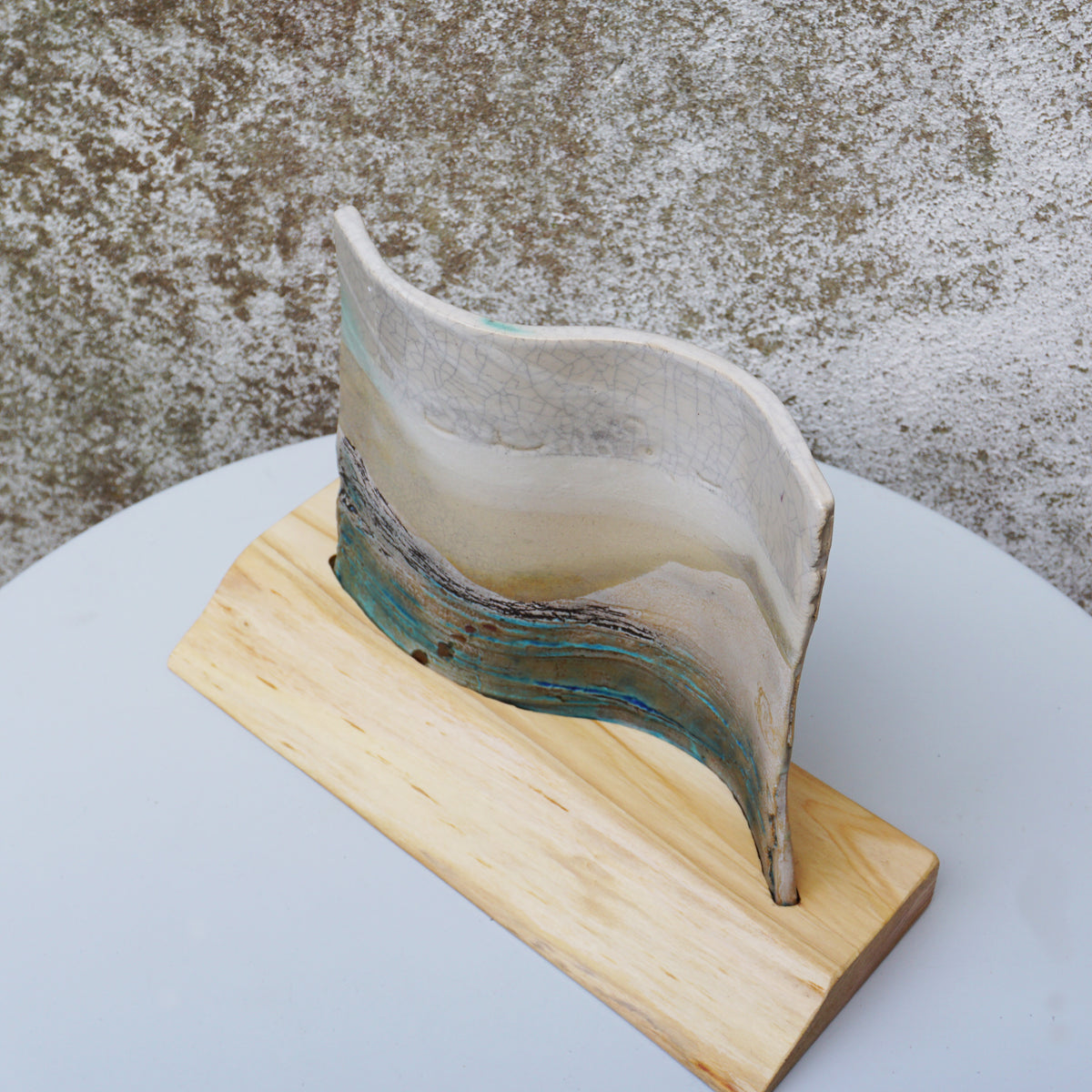 'Stepping Stones' Ceramic Wave on Wood