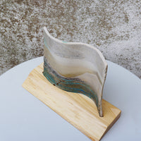 'Stepping Stones' Ceramic Wave on Wood