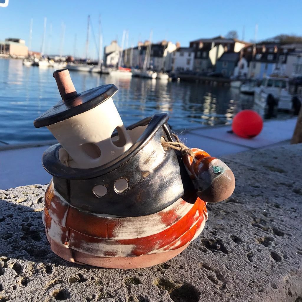 Trawler with Fenders Cove Gallery Weymouth