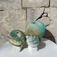 Ice Blue Earth Bowl on Cararra Base