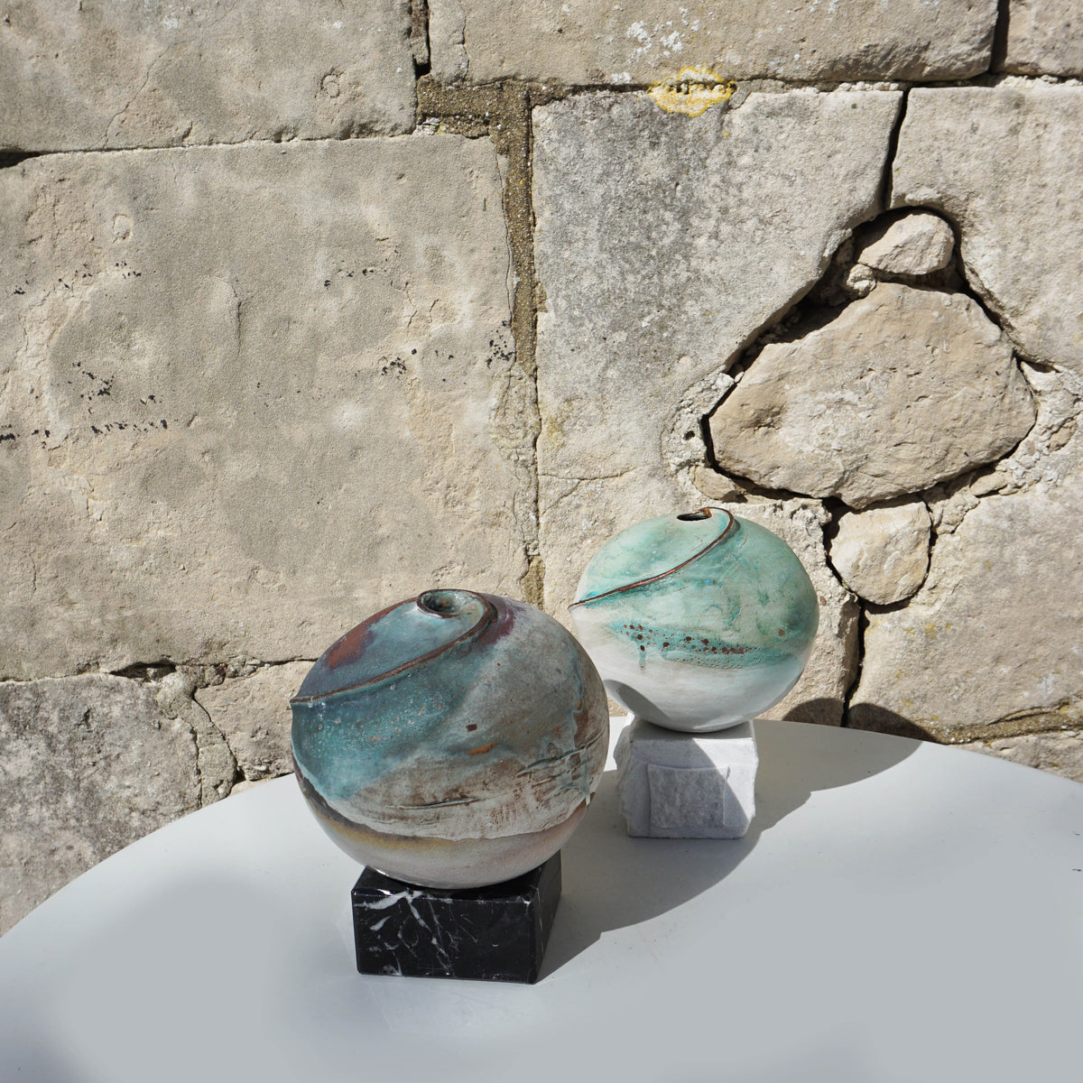 Of Fire and Metal Bowl on Marble Base