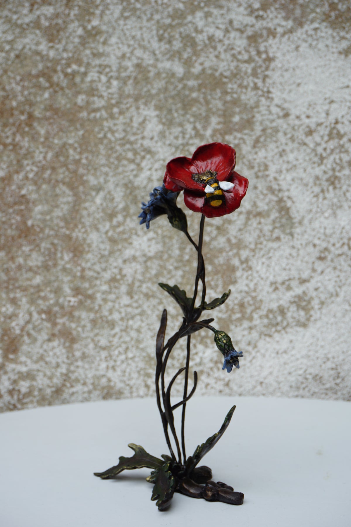 Poppy with Cornflower and Bee