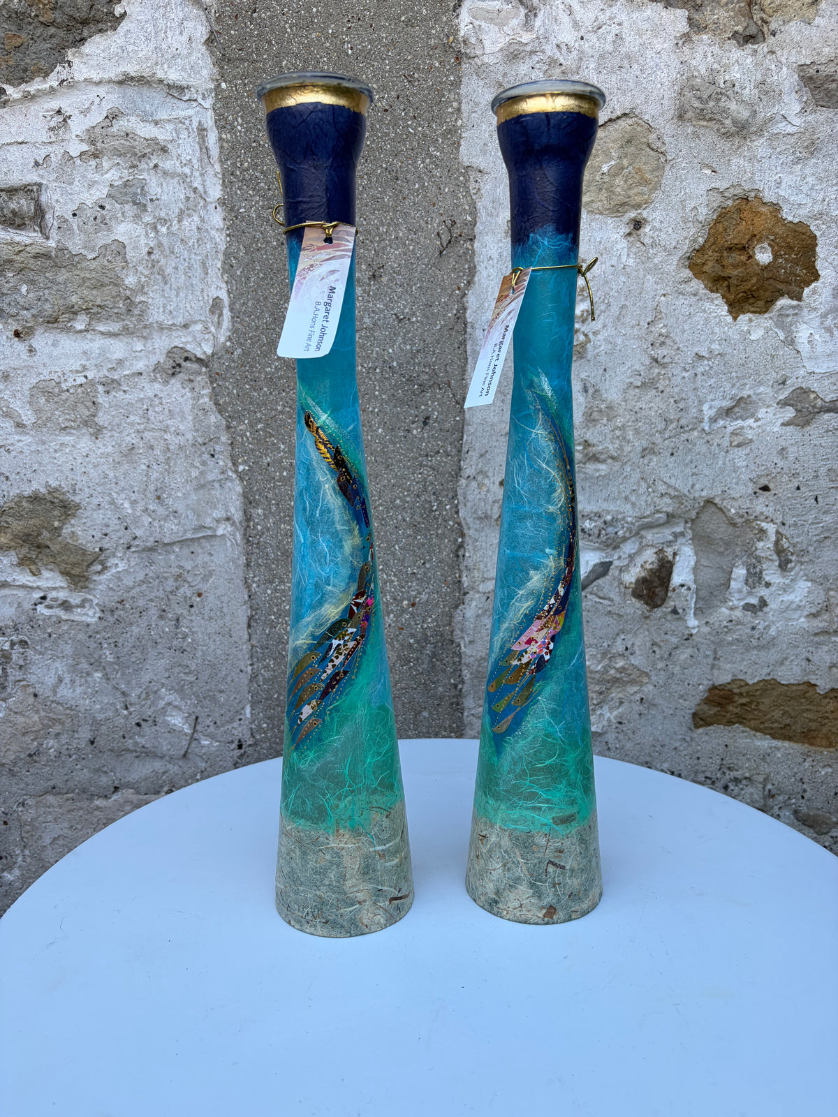 Lily Vase Pair - Large (Blue)