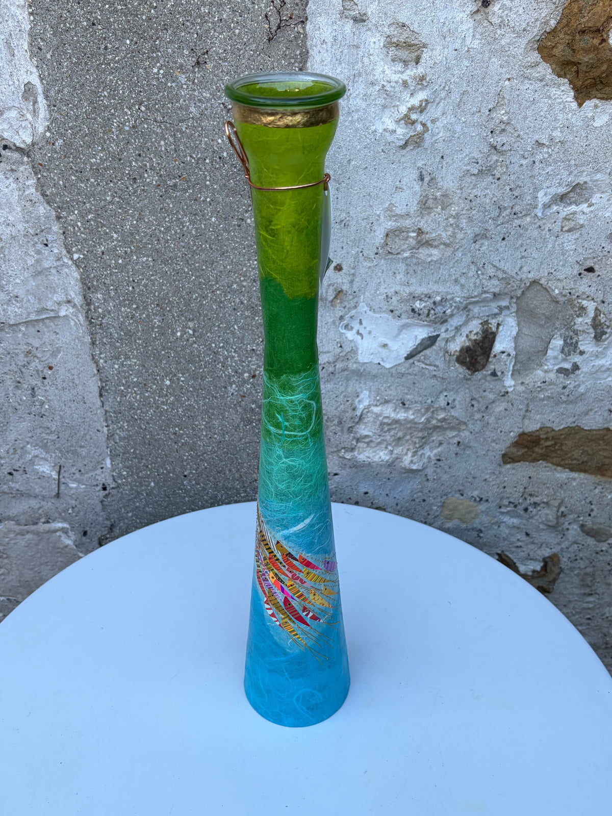 Lily Vase Pair - Large (Green/Blue)