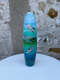 Tall Ellipse Vase - Silver Rim
