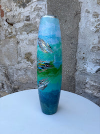 Tall Ellipse Vase - Silver Rim
