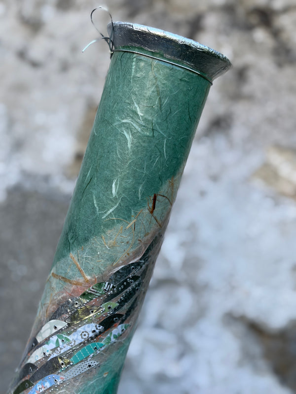 Tall Oval Vase - Blue/Green
