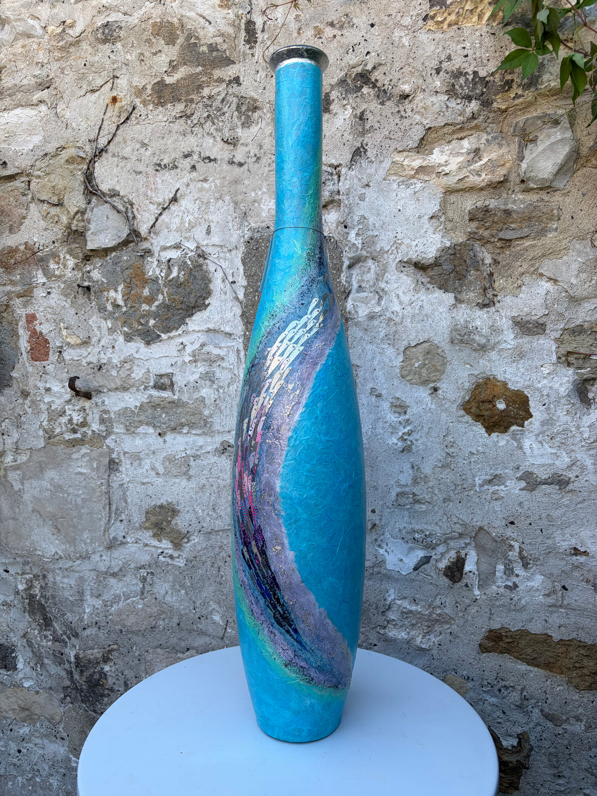 Tall Oval Vase - Blue