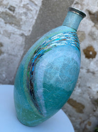 Large Oval Vase - Silver Rim