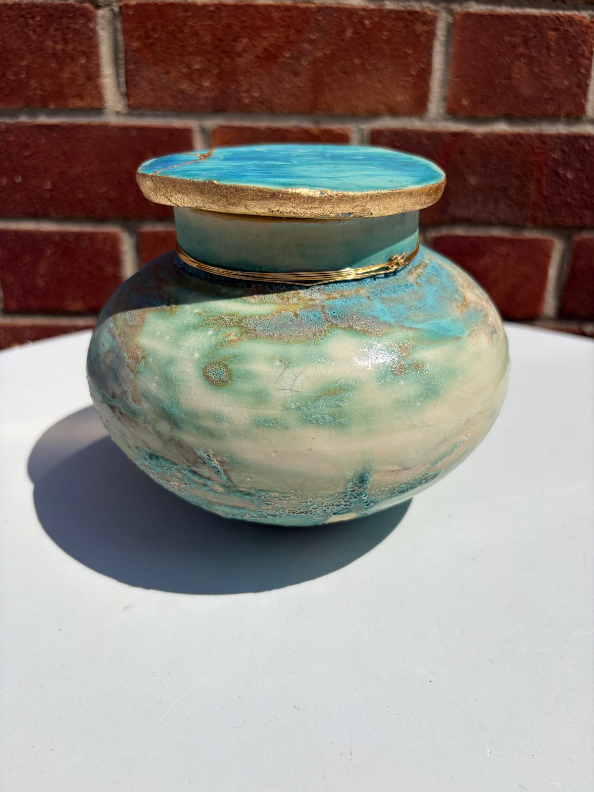 Blue Screwtop Jar Kintsugo