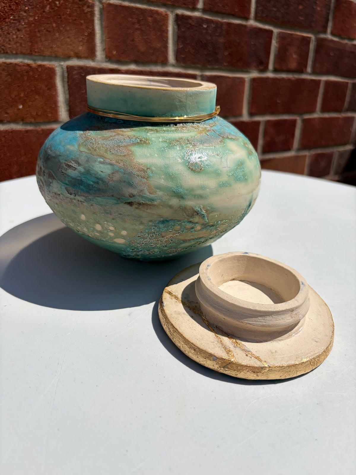 Blue Screwtop Jar Kintsugo