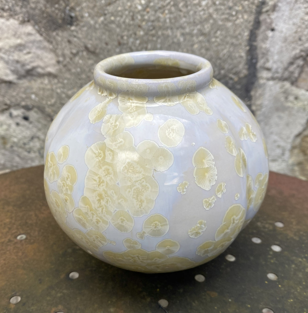 Crystalline Glazed Pot - Yellow/Cream