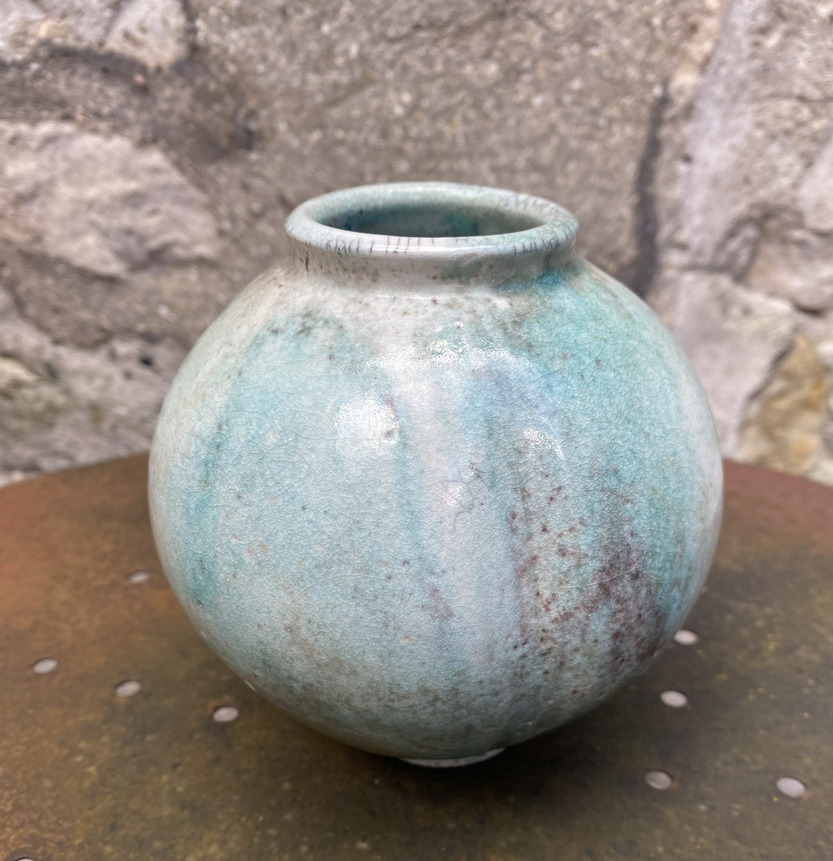 Raku Stoneware Copper Glaze Pot