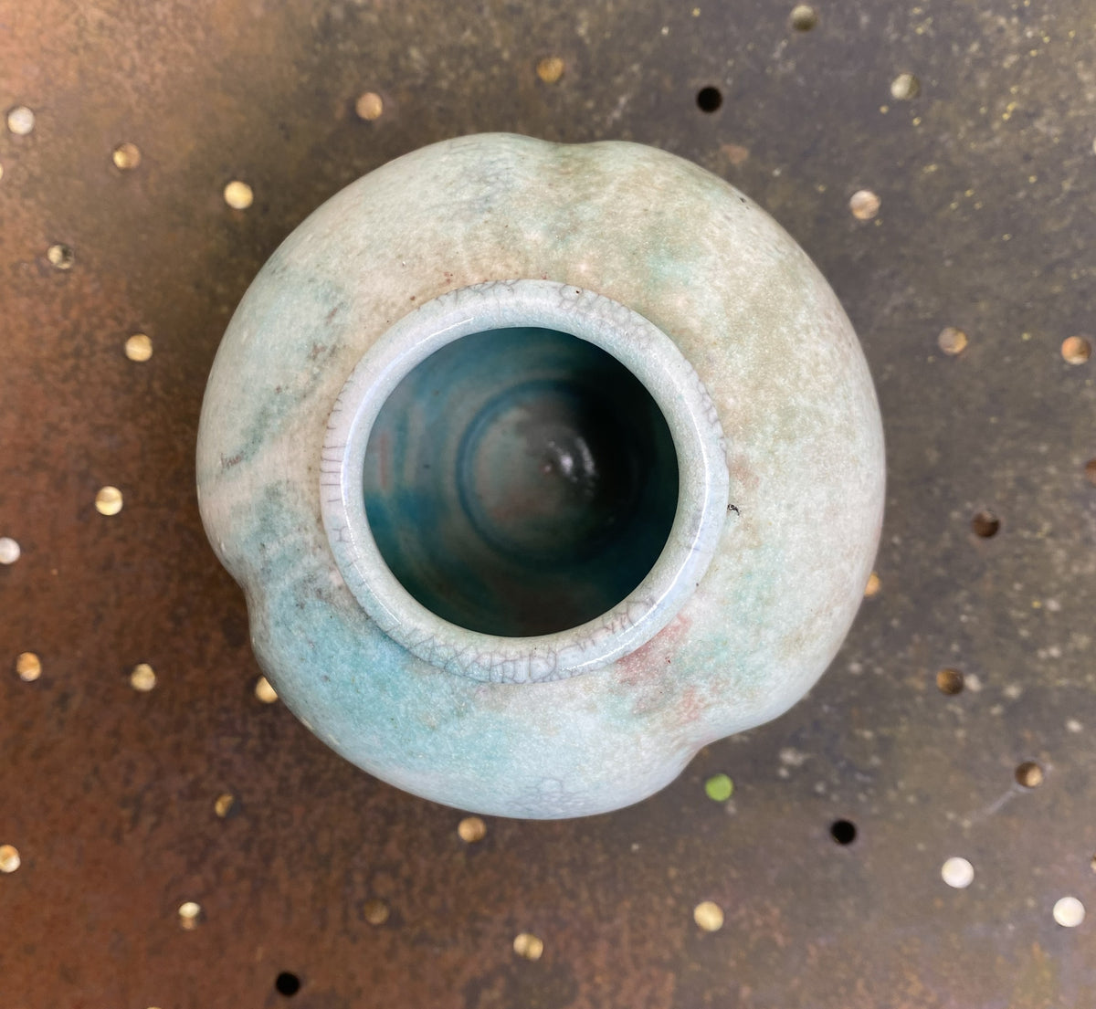 Raku Stoneware Copper Glaze Pot