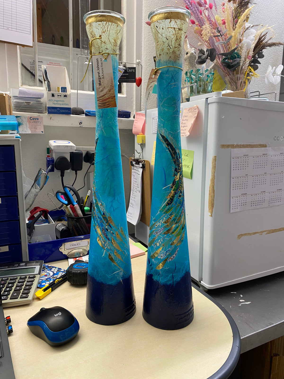 Lily Vases - Dark Blue (Gold Rim)