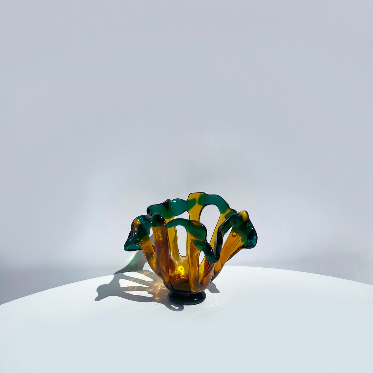 Large Coral Votive #1 - Green & Amber