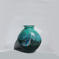Curved Vase - Dark Green & Silver