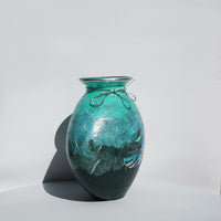 Curved Vase - Dark Green & Silver