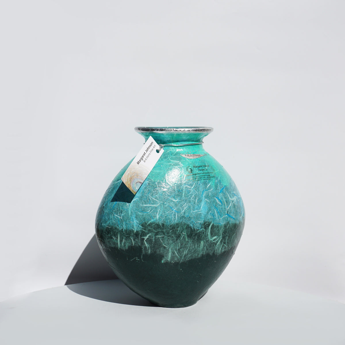 Curved Vase - Dark Green & Silver