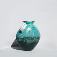 Curved Vase - Dark Green & Silver