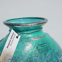Curved Vase - Dark Green & Silver