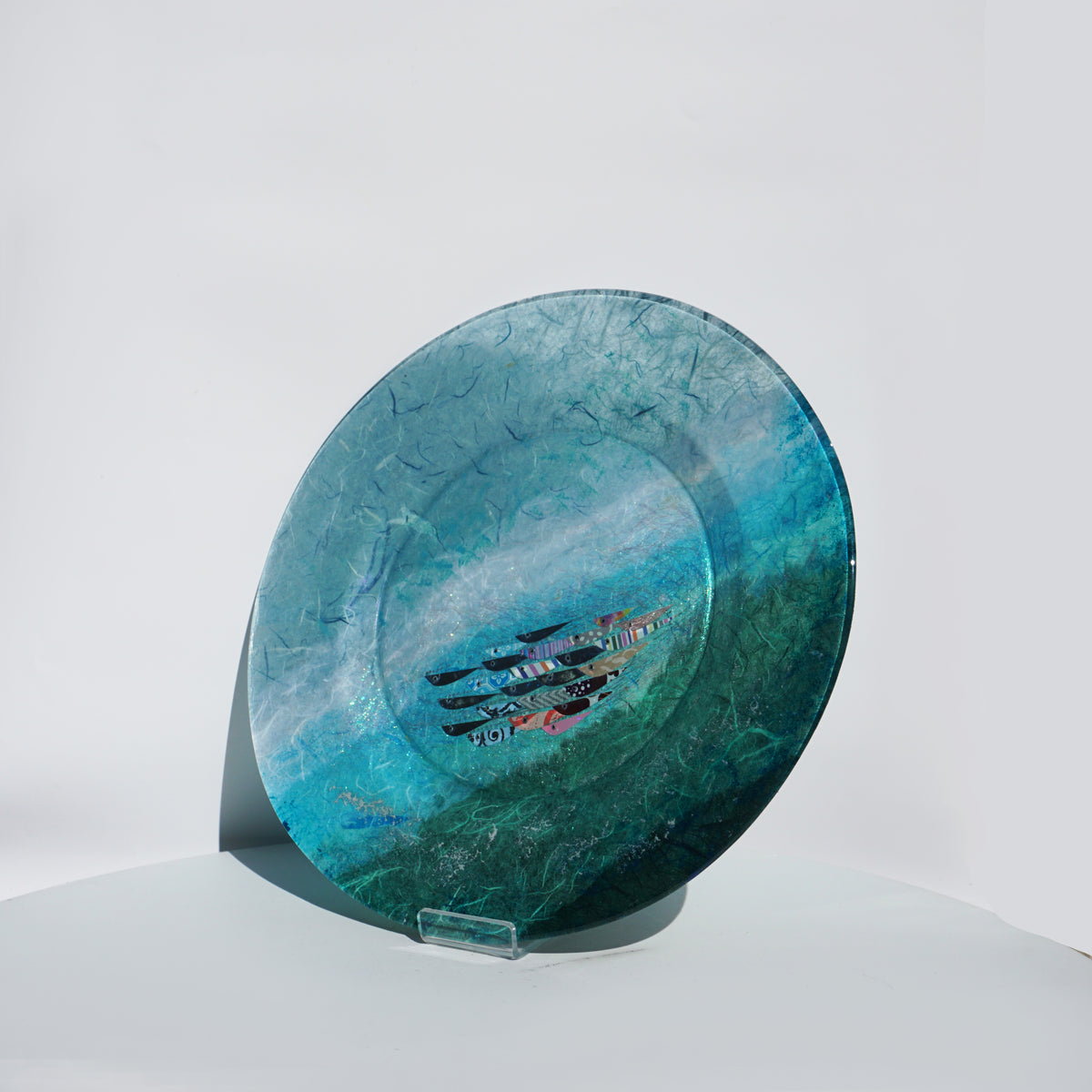 Large Plate - Green & Silver