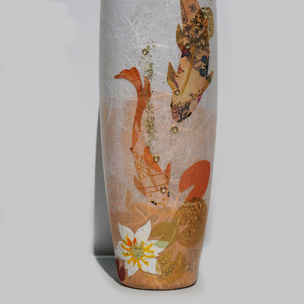 Tall Elipse Vase - Gold Koi Fish