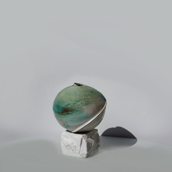 Ice Blue Earth Bowl on Cararra Base