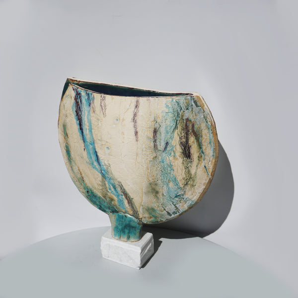 Three Quarter Moon Vessel on Cararra Marble Base